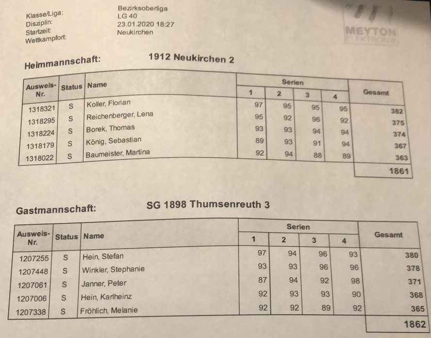 6.RWK 1.LG gegen Thumsenreuth